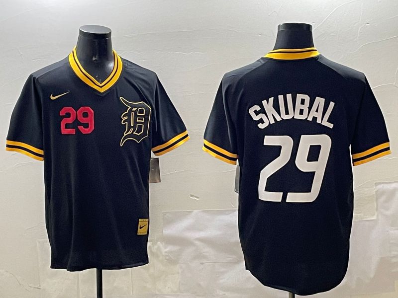 Men Detroit Tigers #29 Skubal Black Gold Game 2025 Nike MLB Jersey style 2